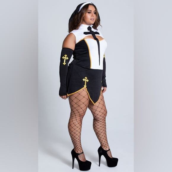 NEW Music Legs Bad Habit Nun Plus Size Halloween Costume Size 3X/4X - Picture 3 of 7